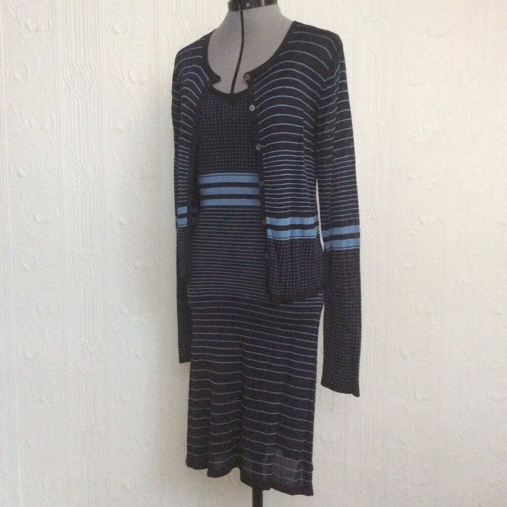 90's BCBG MaxAzria tricotine slip dress and cardigan - size 6 or 8 - S or XS